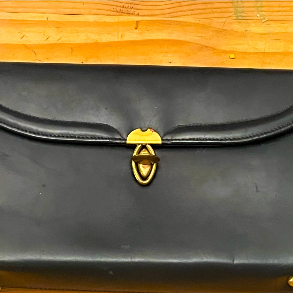 Black leather Italian clutch